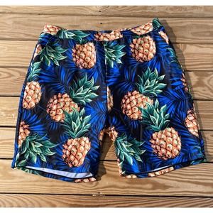 NWT Focamia Pineapple Swim Shorts Size XL Men’s Blue